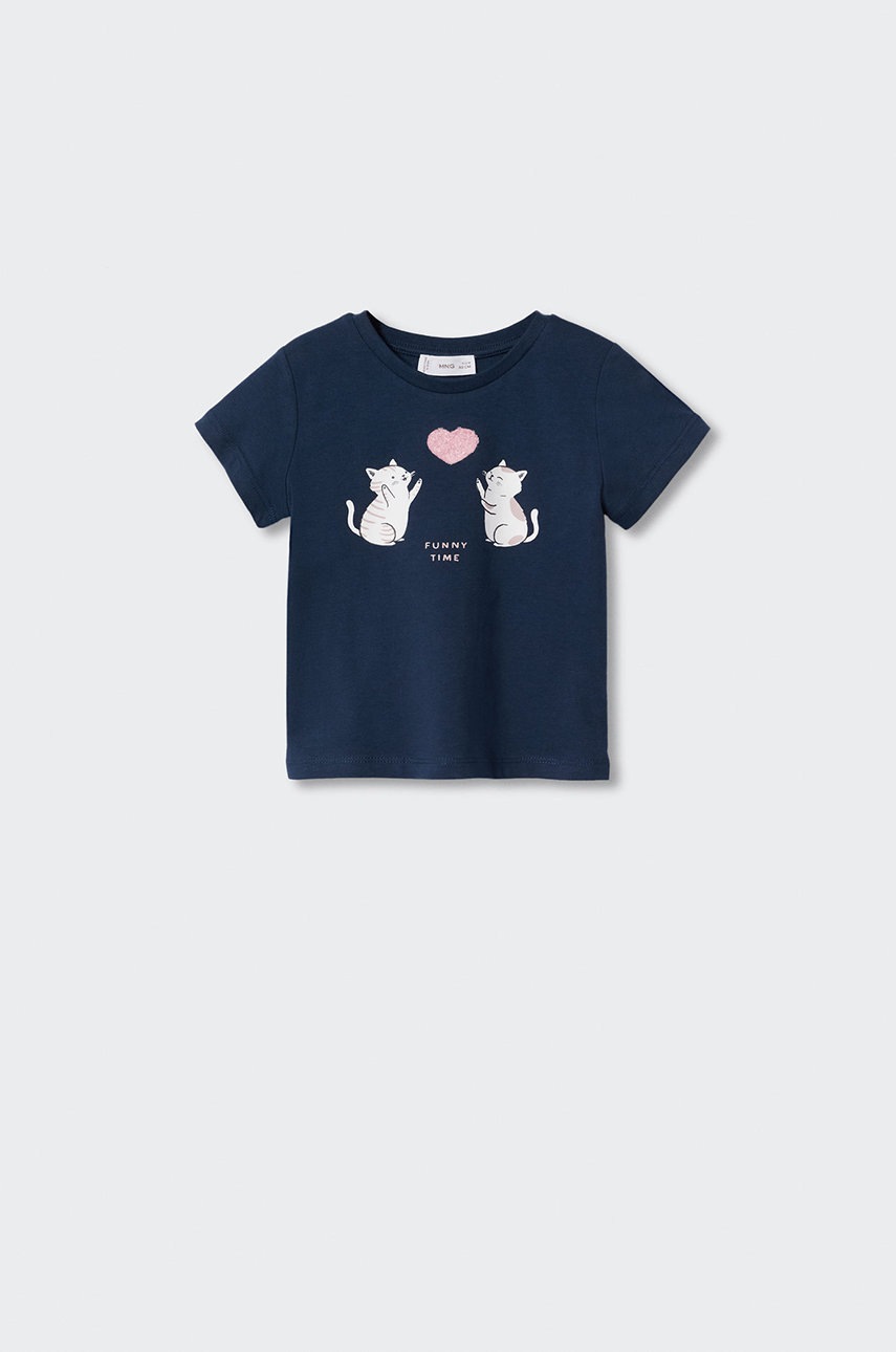 

Детская хлопковая футболка Mango Kids Animals цвет синий