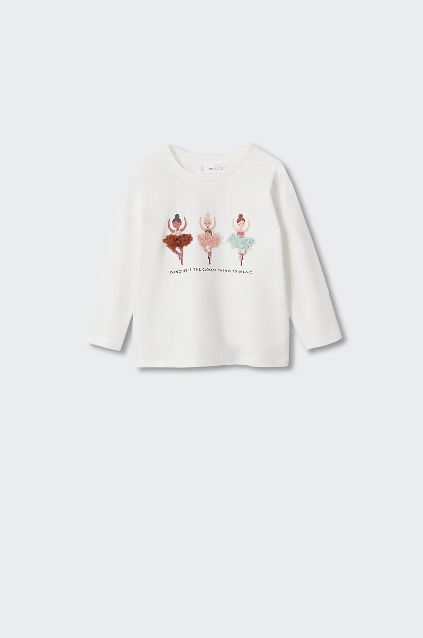

Хлопковый детский лонгслив Mango Kids Ballet цвет белый