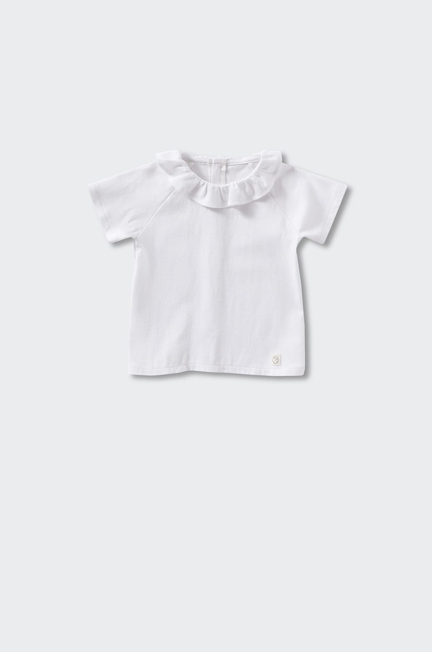 

Детска памучна тениска Mango Kids Bimba3 в бяло с изчистен дизайн, Бял
