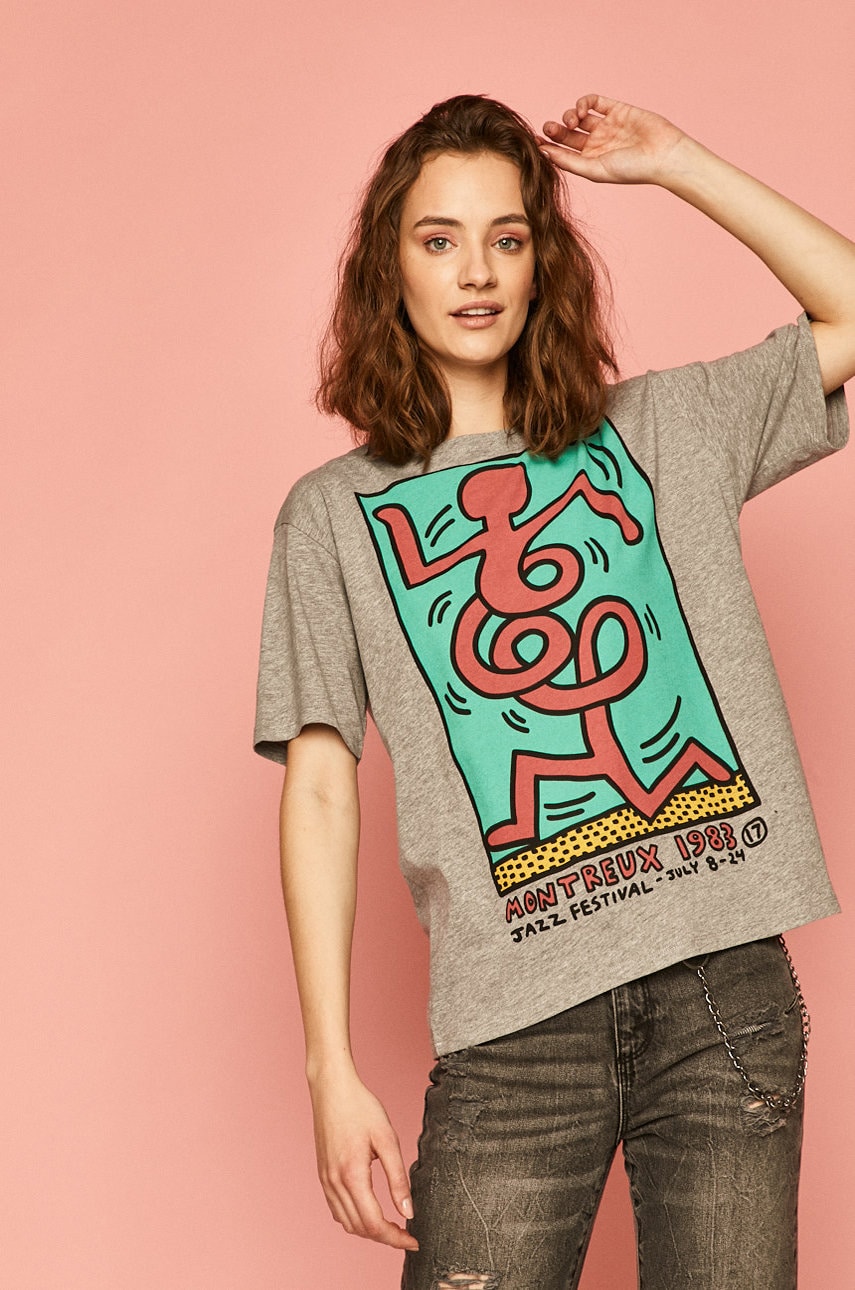

Medicine - Тениска by Keith Haring, Сив