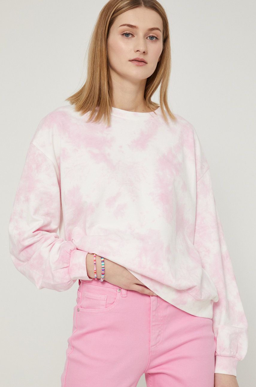 Medicine bluza bawełniana damska kolor różowy wzorzysta