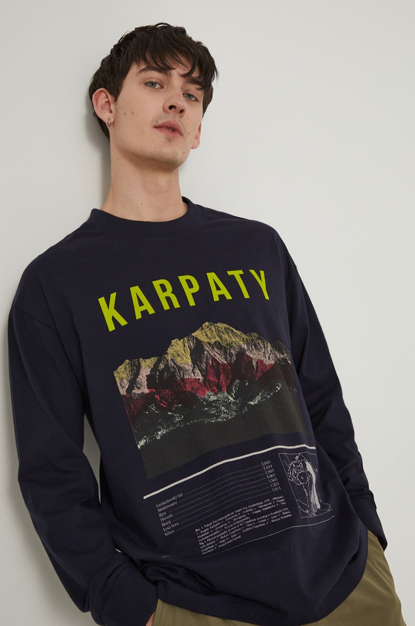 

Памучна блуза с дълги ръкави Medicine в тъмносиньо с принт, Тъмносин