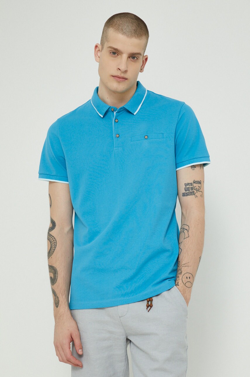 Medicine tricou polo barbati, culoarea turcoaz, neted