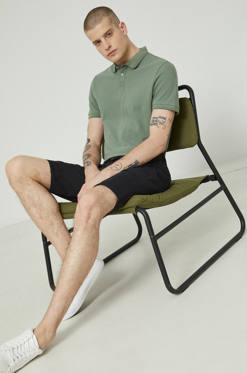 Medicine tricou polo barbati, culoarea verde, neted