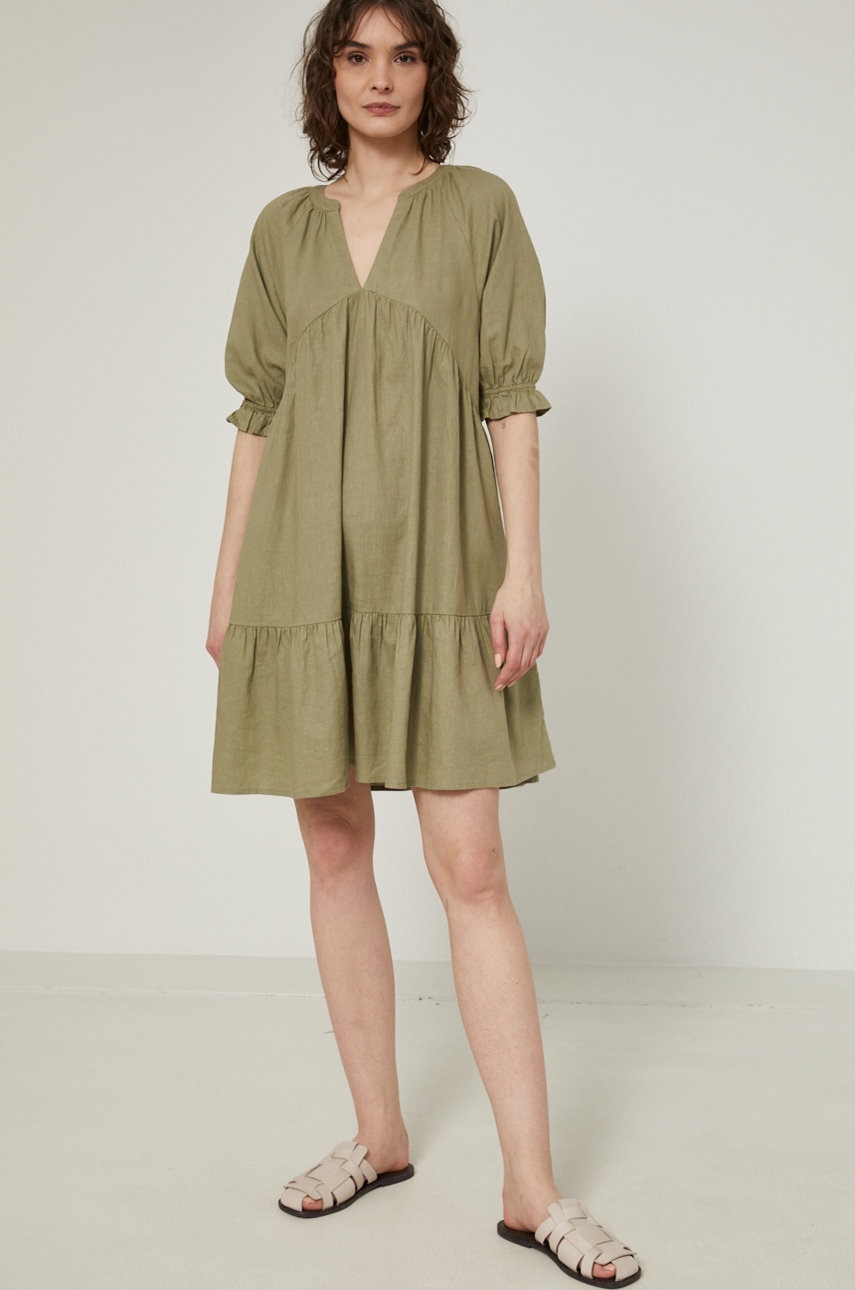 

Льняна сукня Medicine колір зелений mini oversize