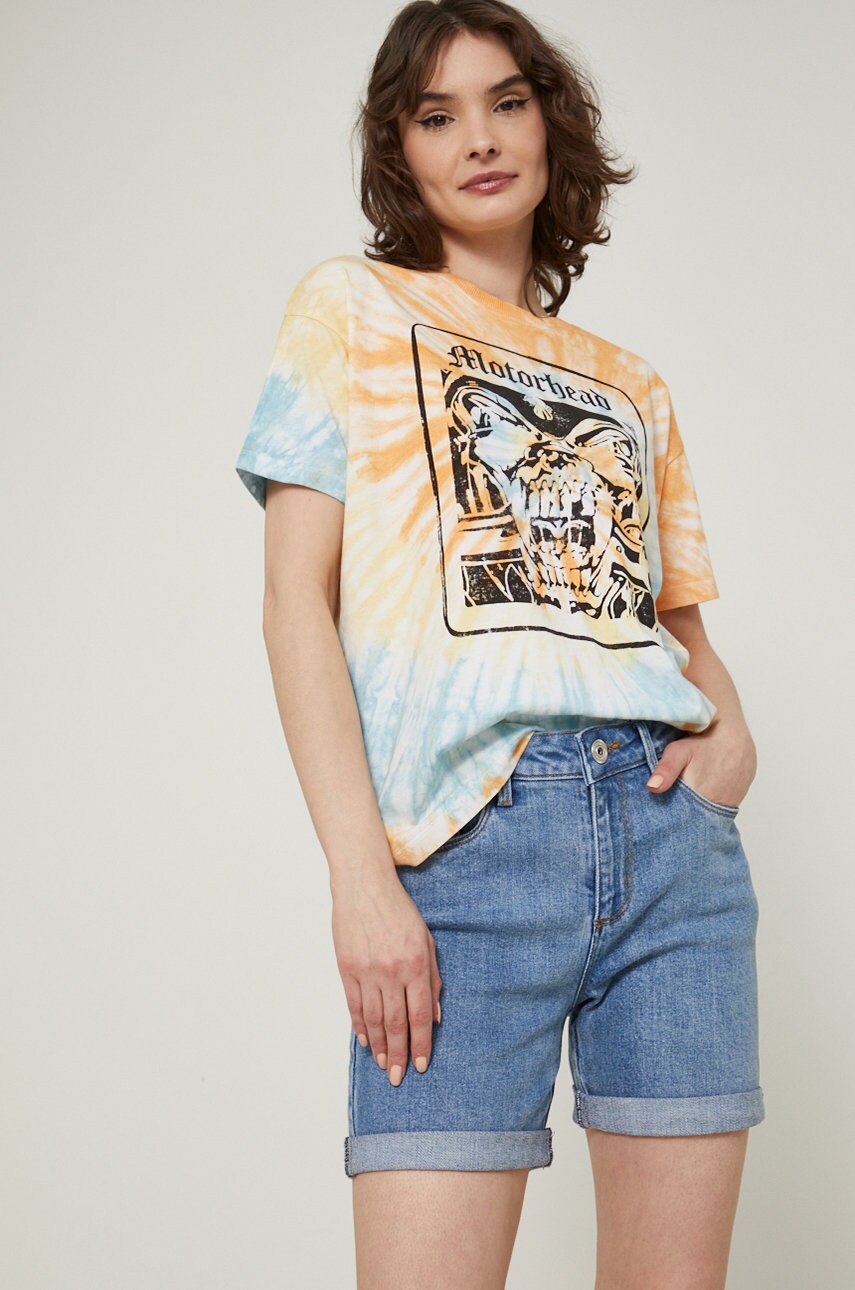 Medicine pantaloni scurti jeans femei, neted, high waist