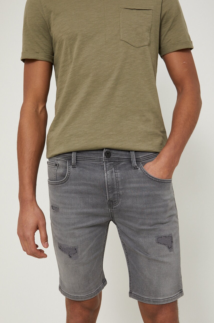 Medicine pantaloni scurti jeans barbati, culoarea gri