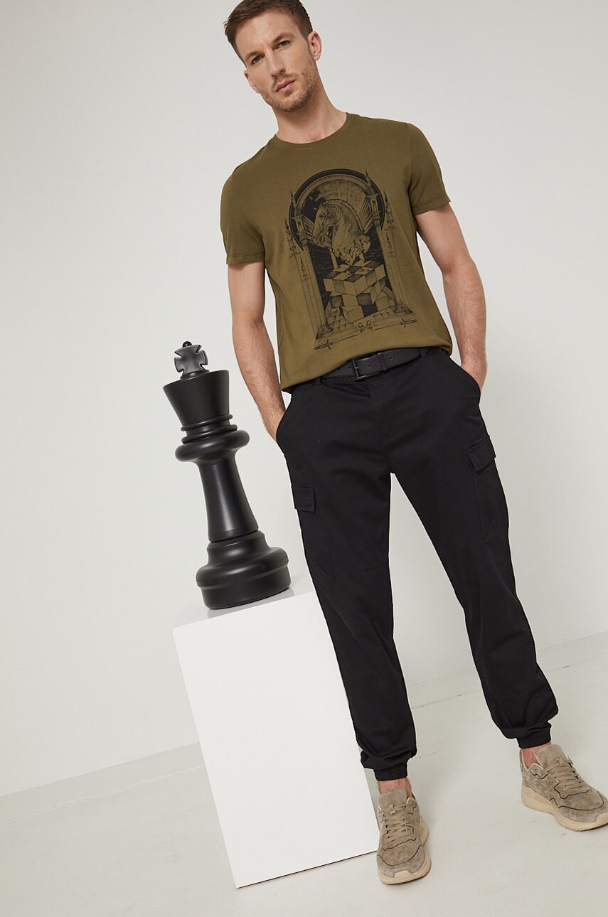 Medicine tricou din bumbac culoarea verde, cu imprimeu