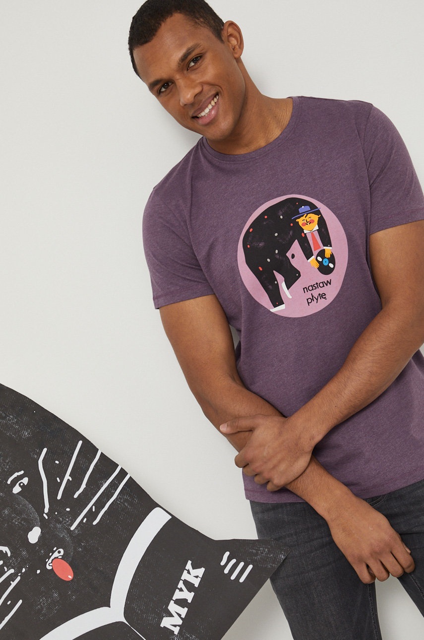 

Тениска Medicine мъжка в лилаво с принт, Виолетов