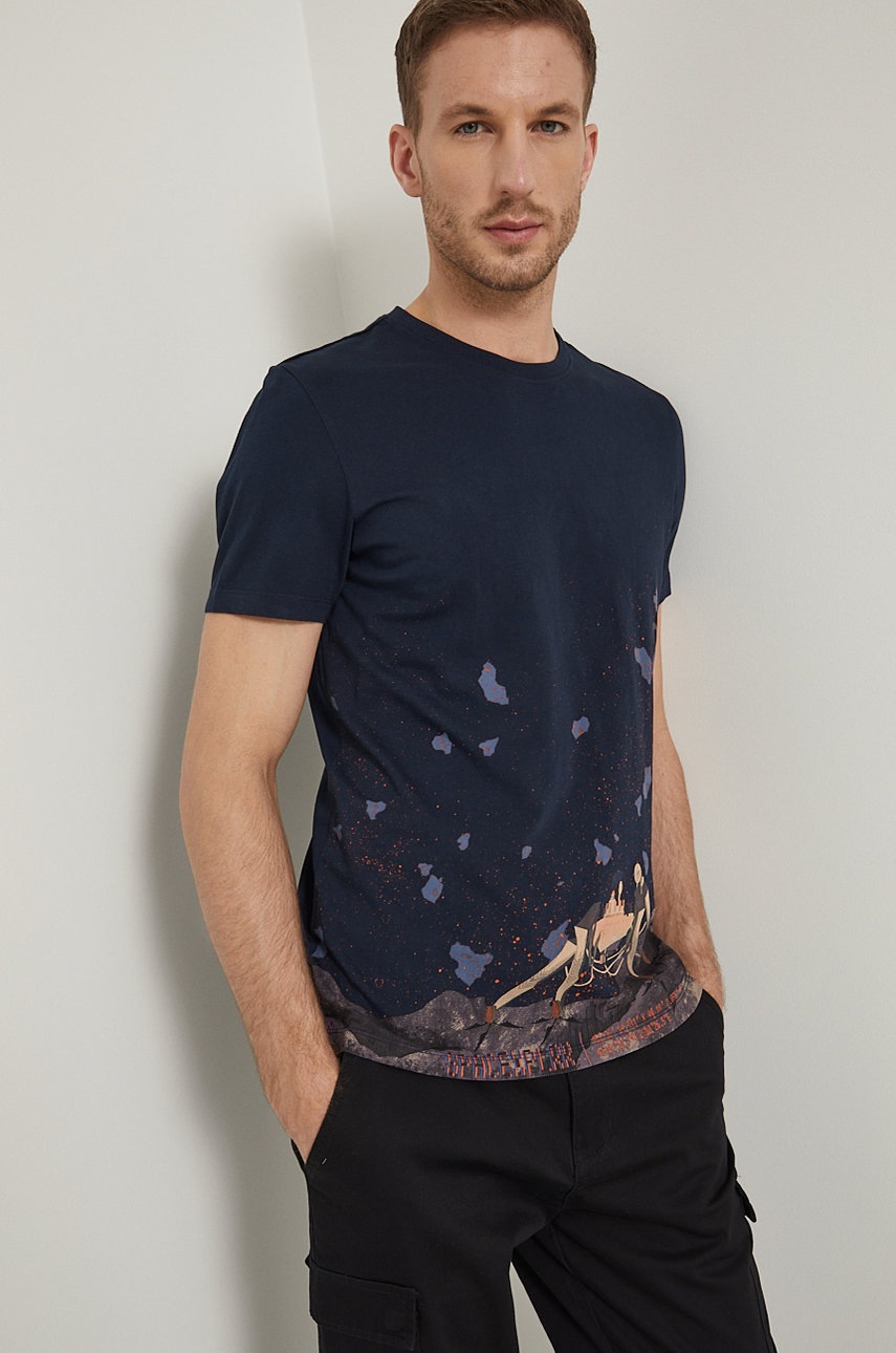 

Памучна тениска Medicine в тъмносиньо с принт, Тъмносин