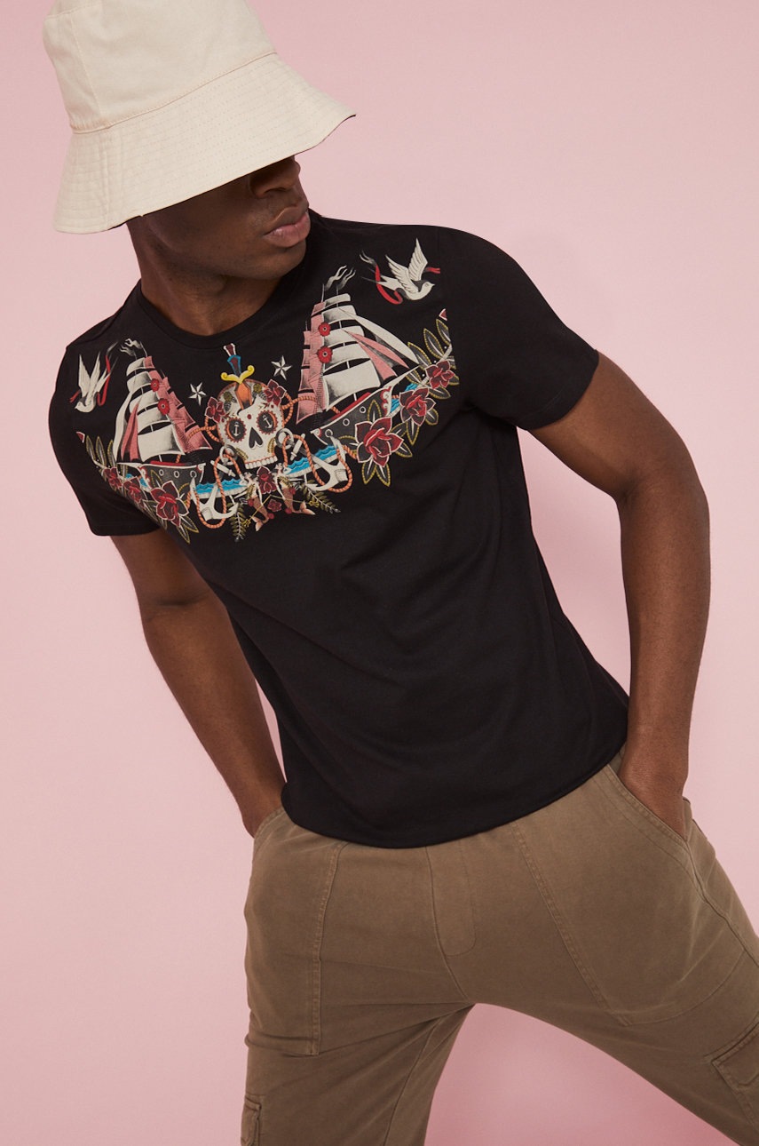 

Памучна тениска Medicine в черно с принт, Черен