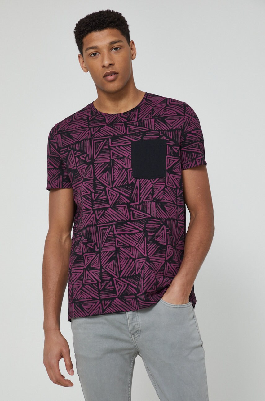 Medicine tricou din bumbac culoarea violet, cu imprimeu