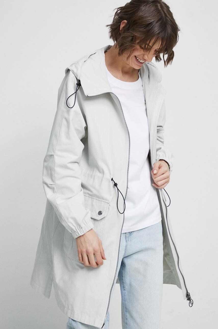 Kabát Medicine dámský, šedá barva, přechodný, oversize - šedá -  Hlavní materiál: 65 % Bavlna