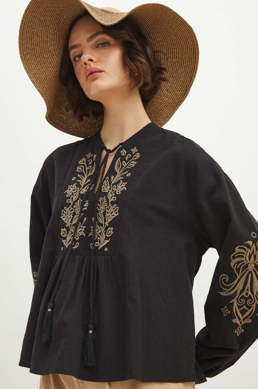 Medicine bluza din bumbac femei, culoarea negru, cu imprimeu Medicine bluza din bumbac femei, culoarea negru, cu imprimeu