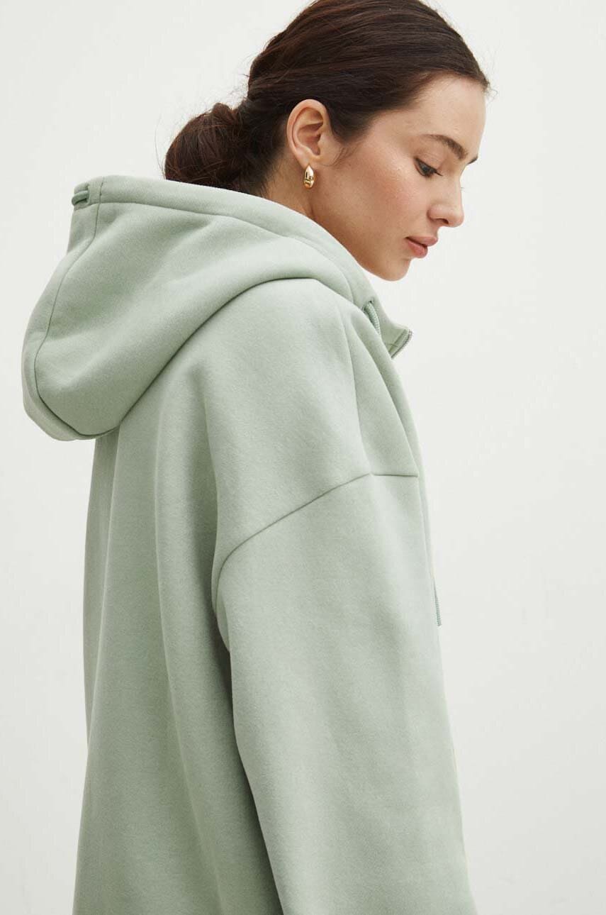 Medicine bluza femei, culoarea turcoaz, cu glugă, neted Medicine bluza femei, culoarea turcoaz, cu glugă, neted