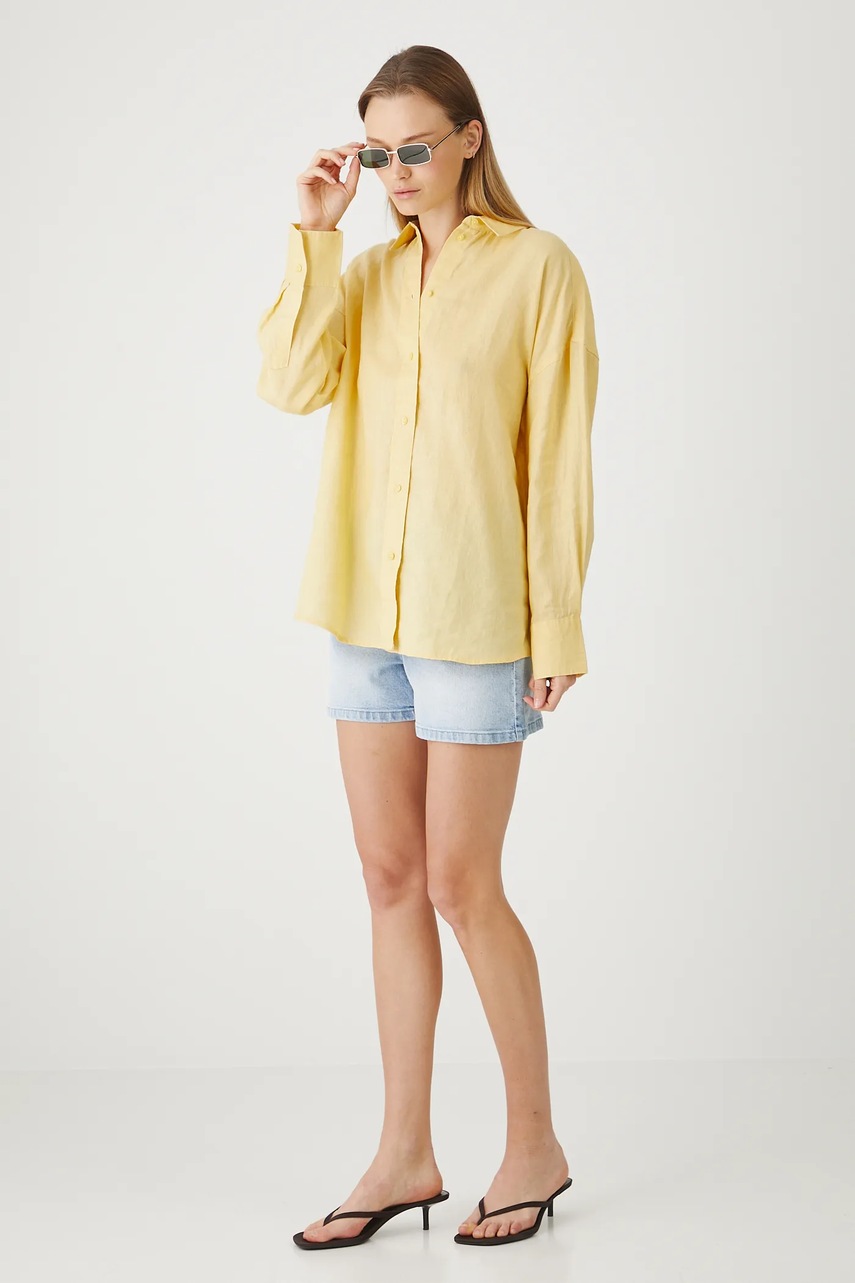 Льняная рубашка Medicine цвет жёлтый