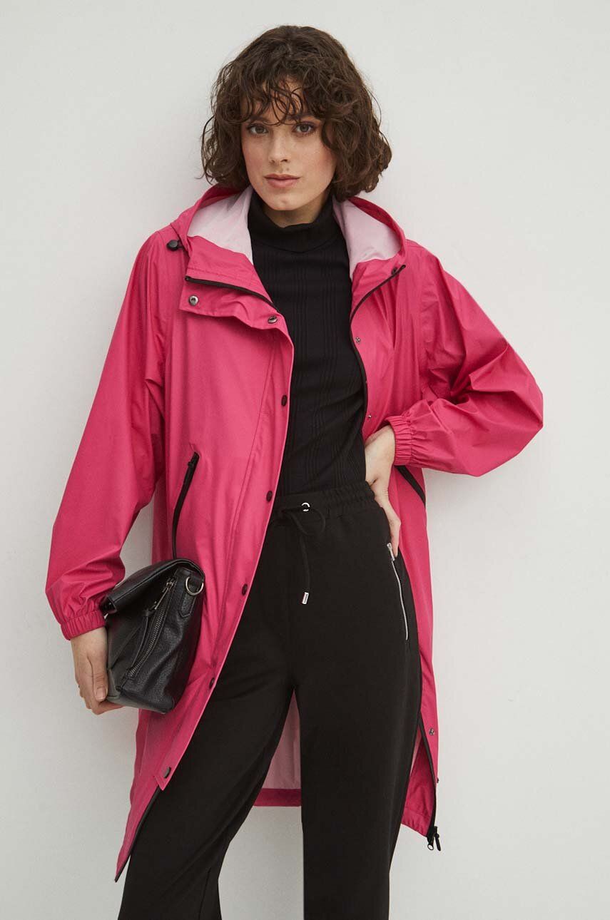Levně Nepromokavý kabát Medicine dámský, růžová barva, přechodný, oversize