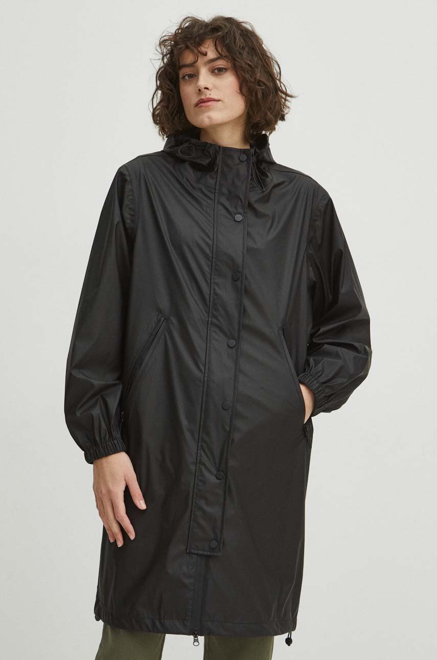 Medicine palton de ploaie femei, culoarea negru, de tranzitie, oversize