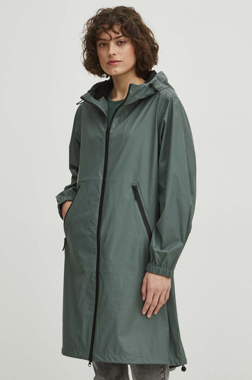 Medicine palton de ploaie femei, culoarea verde, de tranzitie, oversize