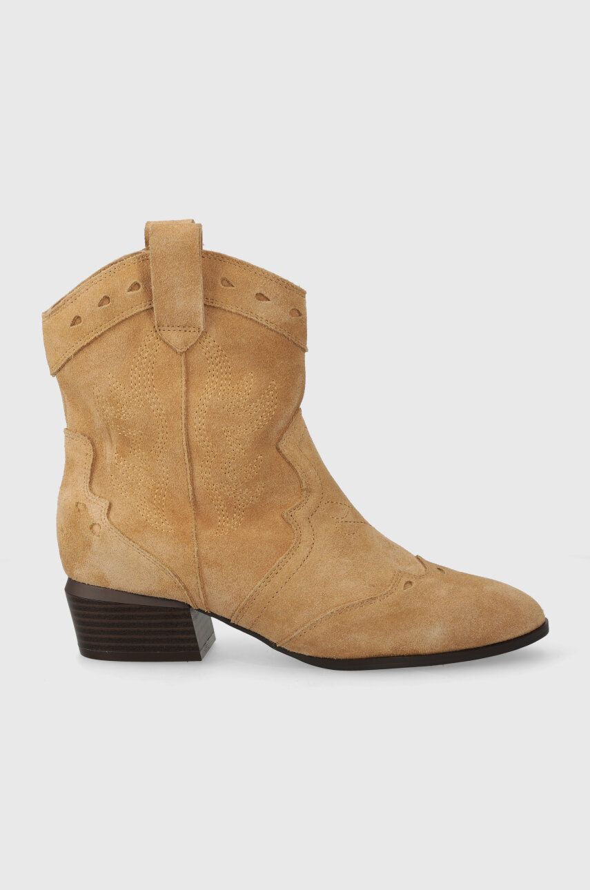 Levně Westernové boty Medicine dámské, béžová barva, na podpatku