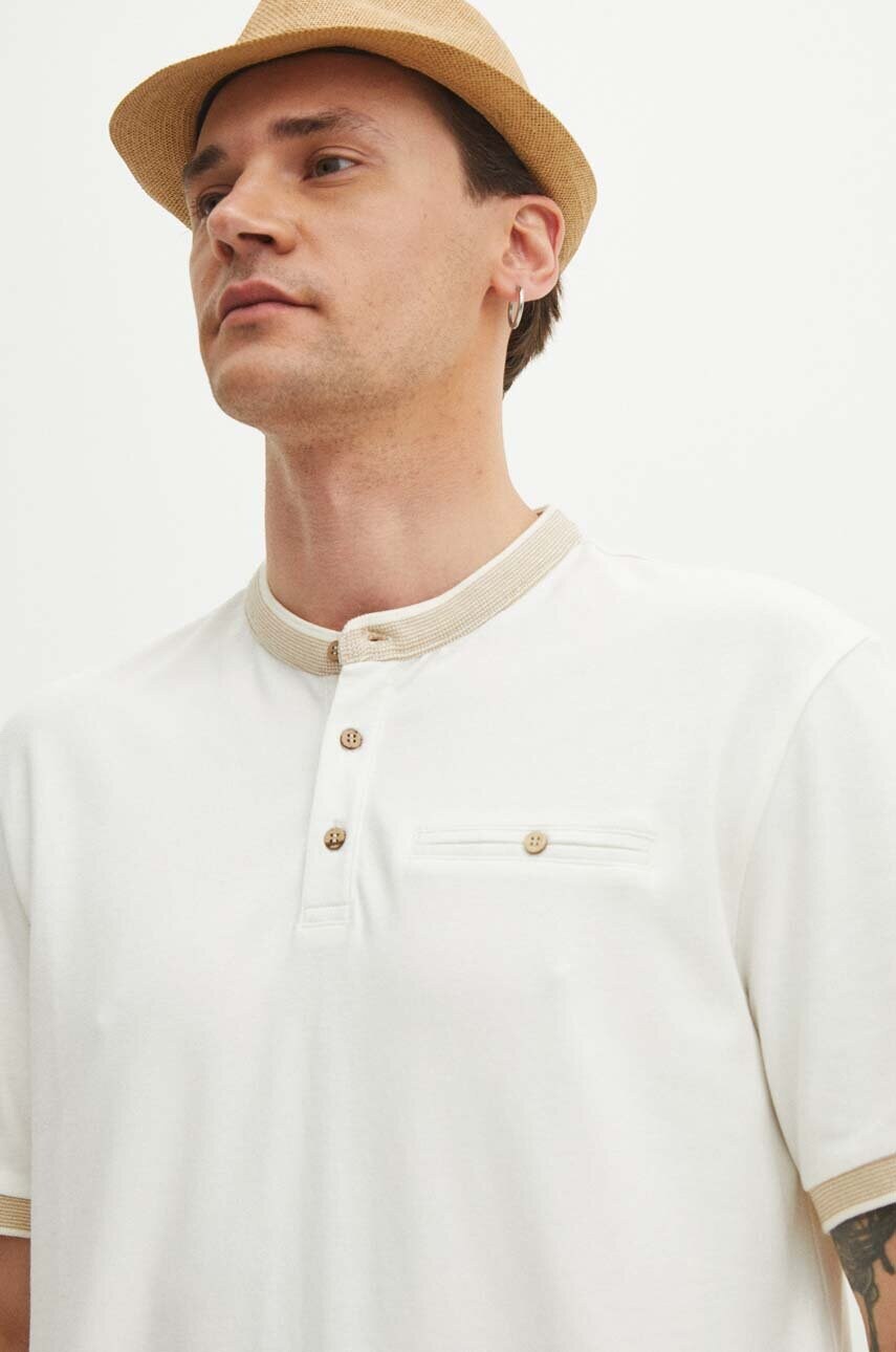 Medicine polo de bumbac barbati, culoarea alb, neted