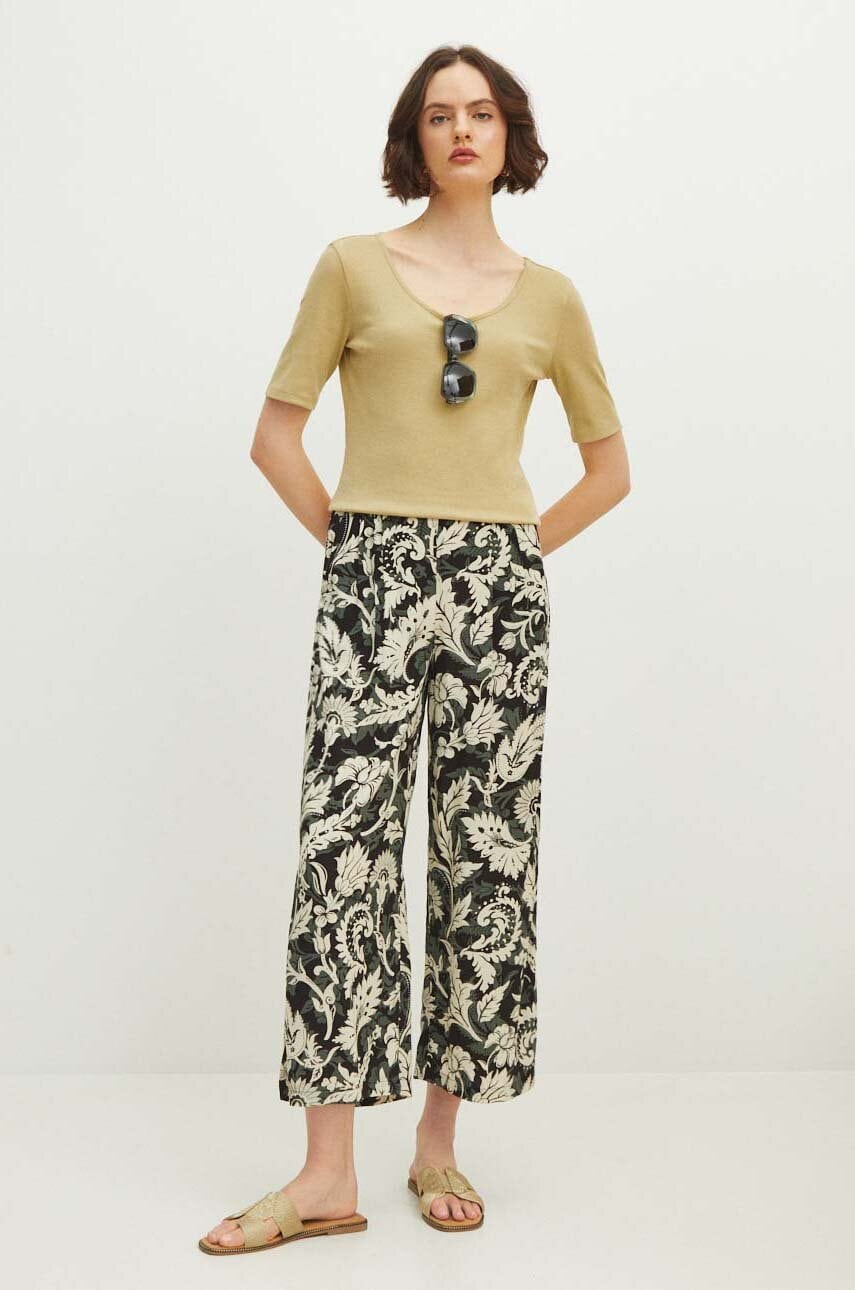 Medicine pantaloni femei, culoarea negru, fason culottes, high waist