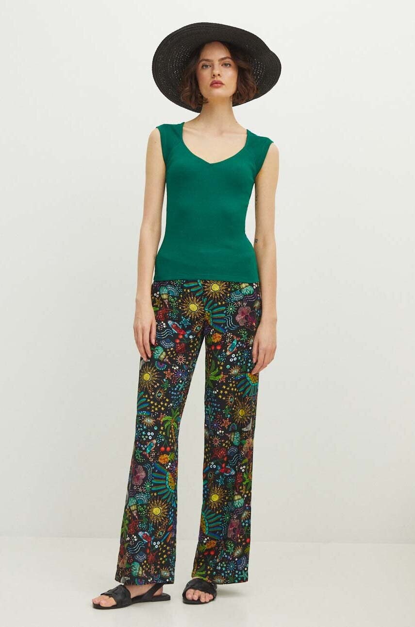 Medicine pantaloni culoarea negru, lat, high waist