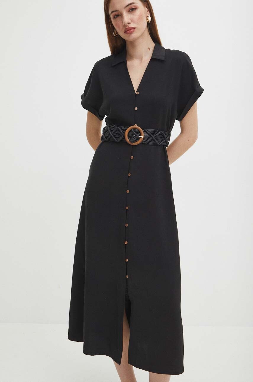 Medicine rochie culoarea negru, midi, evazati - RS24 SUDA01 99X F1 Medicine rochie culoarea negru, midi, evazati