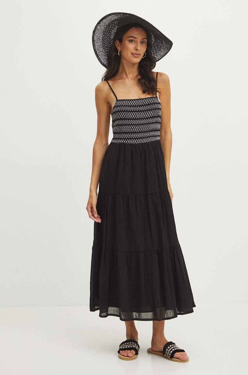 Medicine rochie culoarea negru, midi, evazată