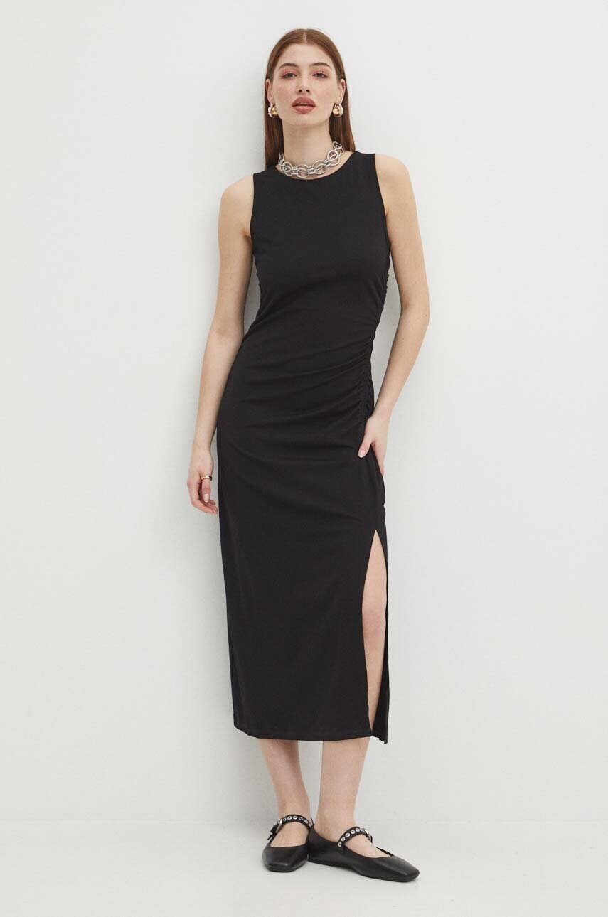 Medicine rochie culoarea negru, midi, evazati