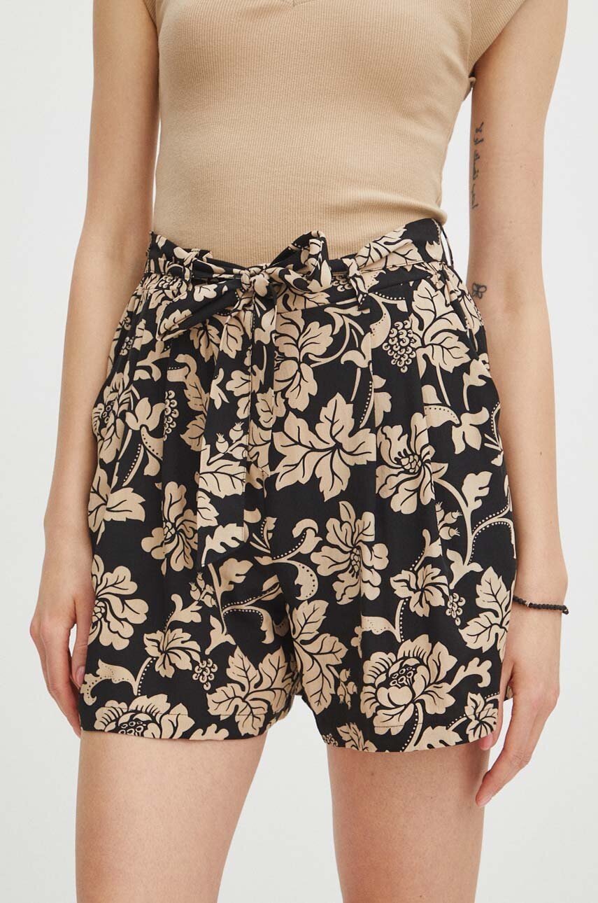 Medicine pantaloni scurti femei, culoarea negru, modelator, high waist