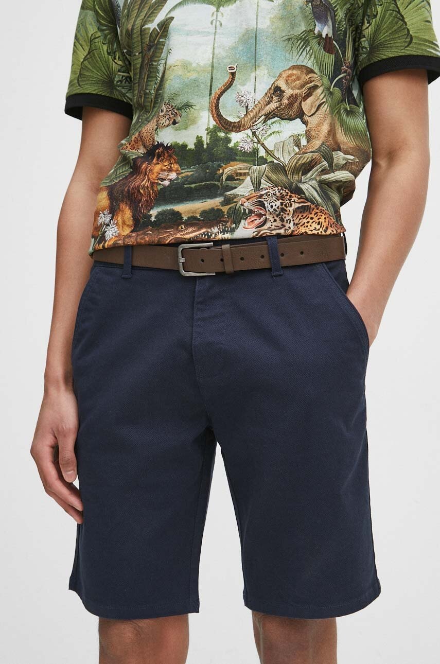 Medicine pantaloni scurți din bumbac bărbați, culoarea bleumarin