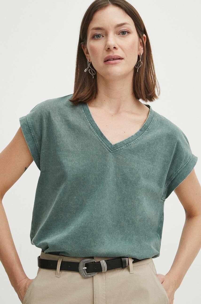 Medicine tricou din bumbac femei, culoarea verde