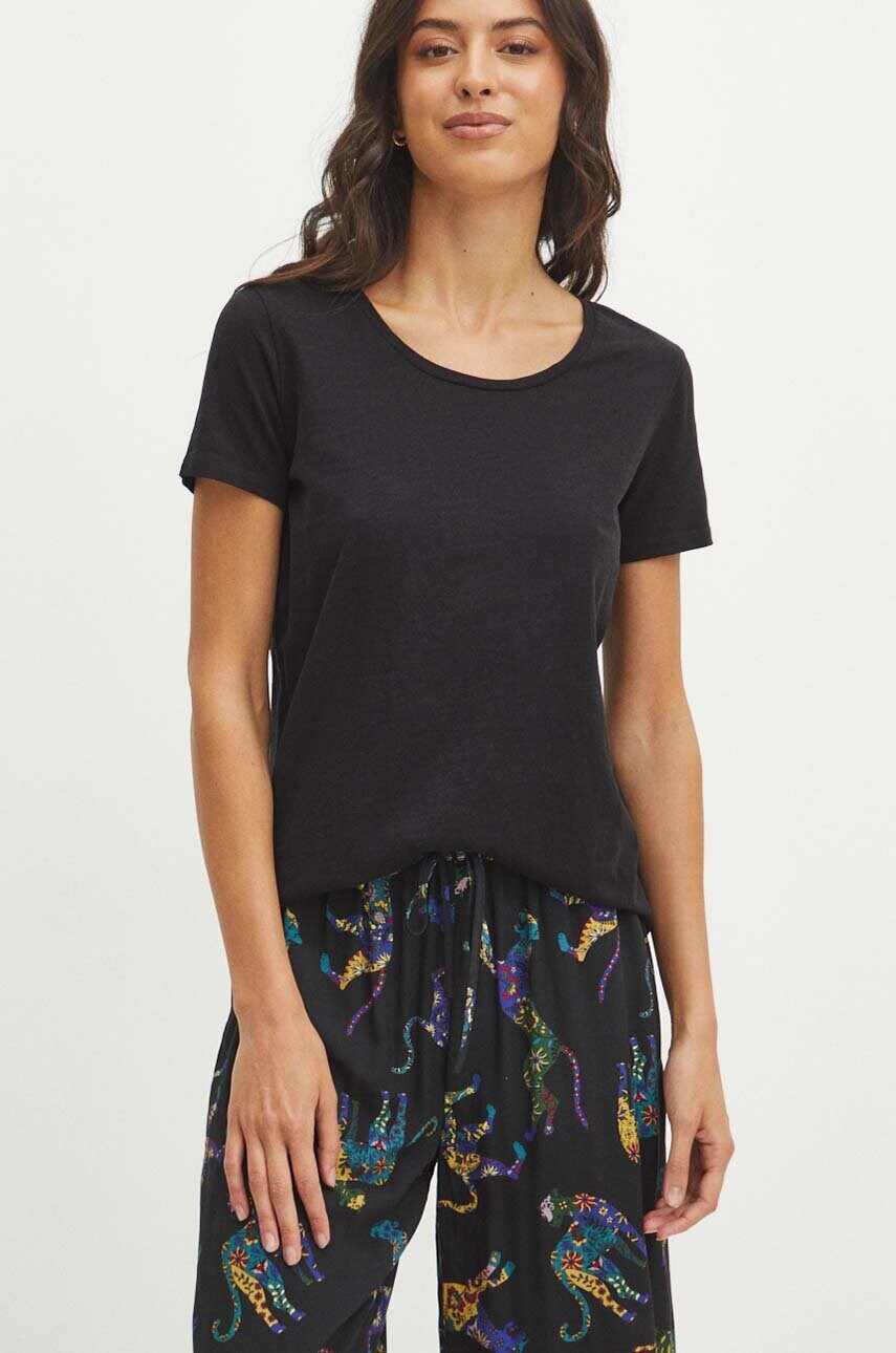 Medicine tricou din bumbac femei, culoarea negru