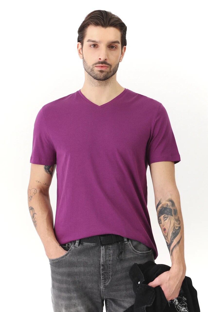 Medicine tricou barbati, culoarea violet, neted