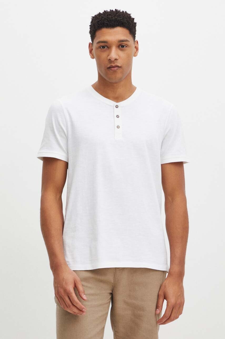 Medicine tricou din bumbac barbati, culoarea alb, neted