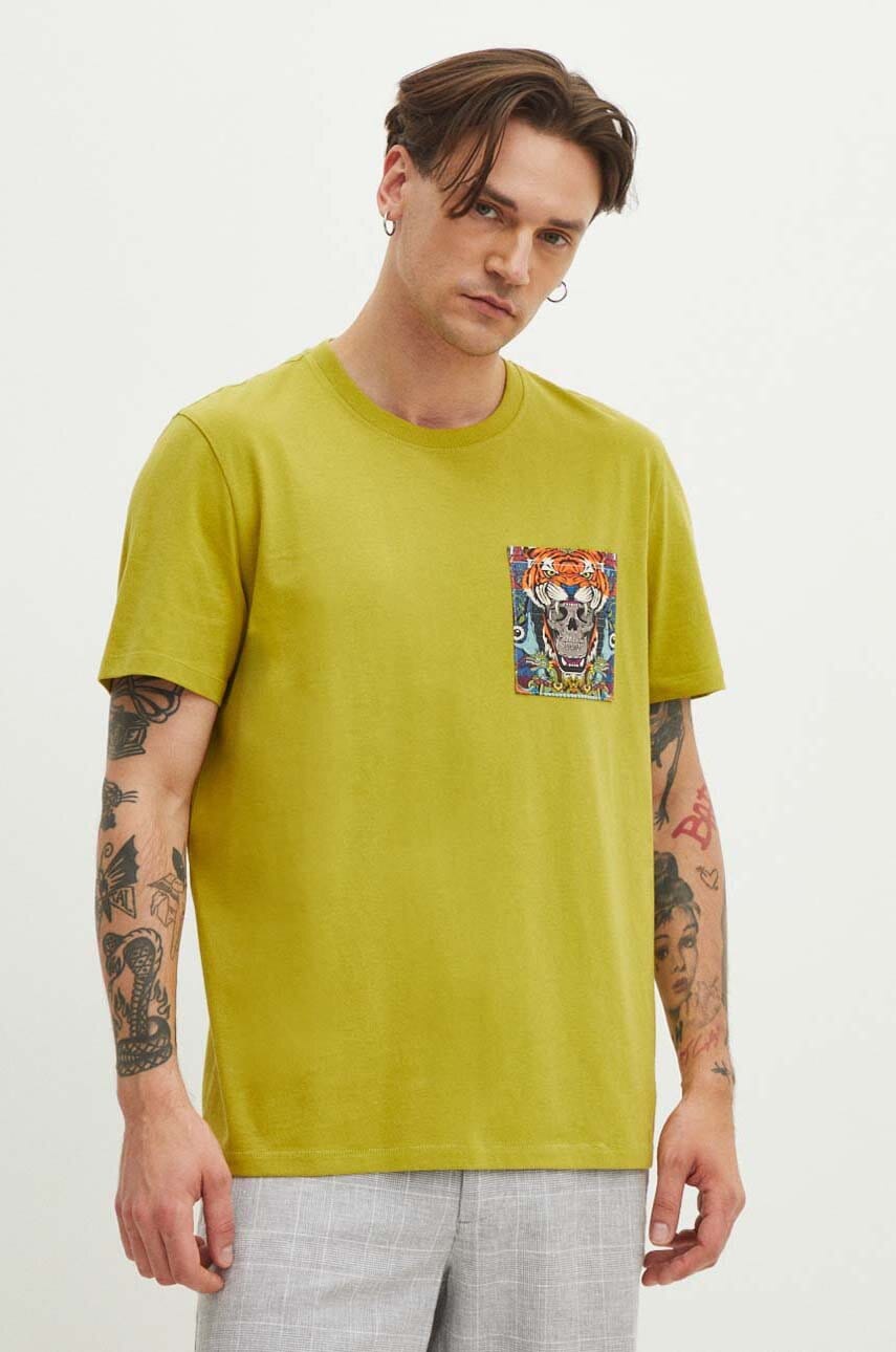 Medicine tricou din bumbac barbati, culoarea verde, cu imprimeu Medicine tricou din bumbac barbati, culoarea verde, cu imprimeu