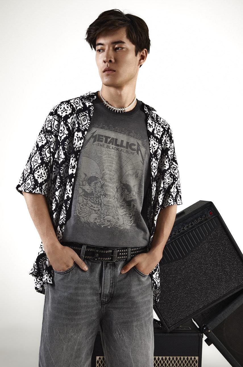Medicine tricou din bumbac barbati, culoarea gri, cu imprimeu Medicine tricou din bumbac barbati, culoarea gri, cu imprimeu