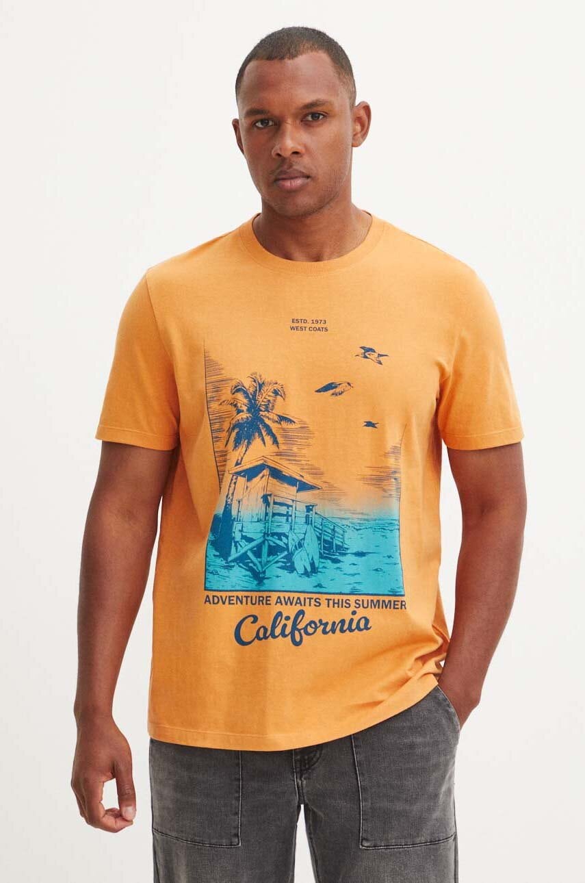 Medicine tricou din bumbac barbati, culoarea galben, cu imprimeu Medicine tricou din bumbac barbati, culoarea galben, cu imprimeu
