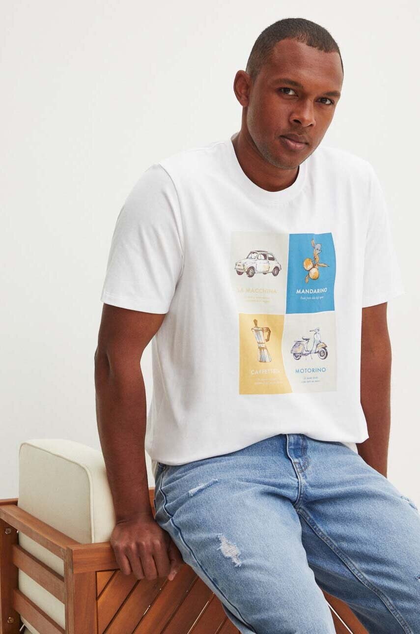 Medicine tricou barbati, culoarea alb, cu imprimeu