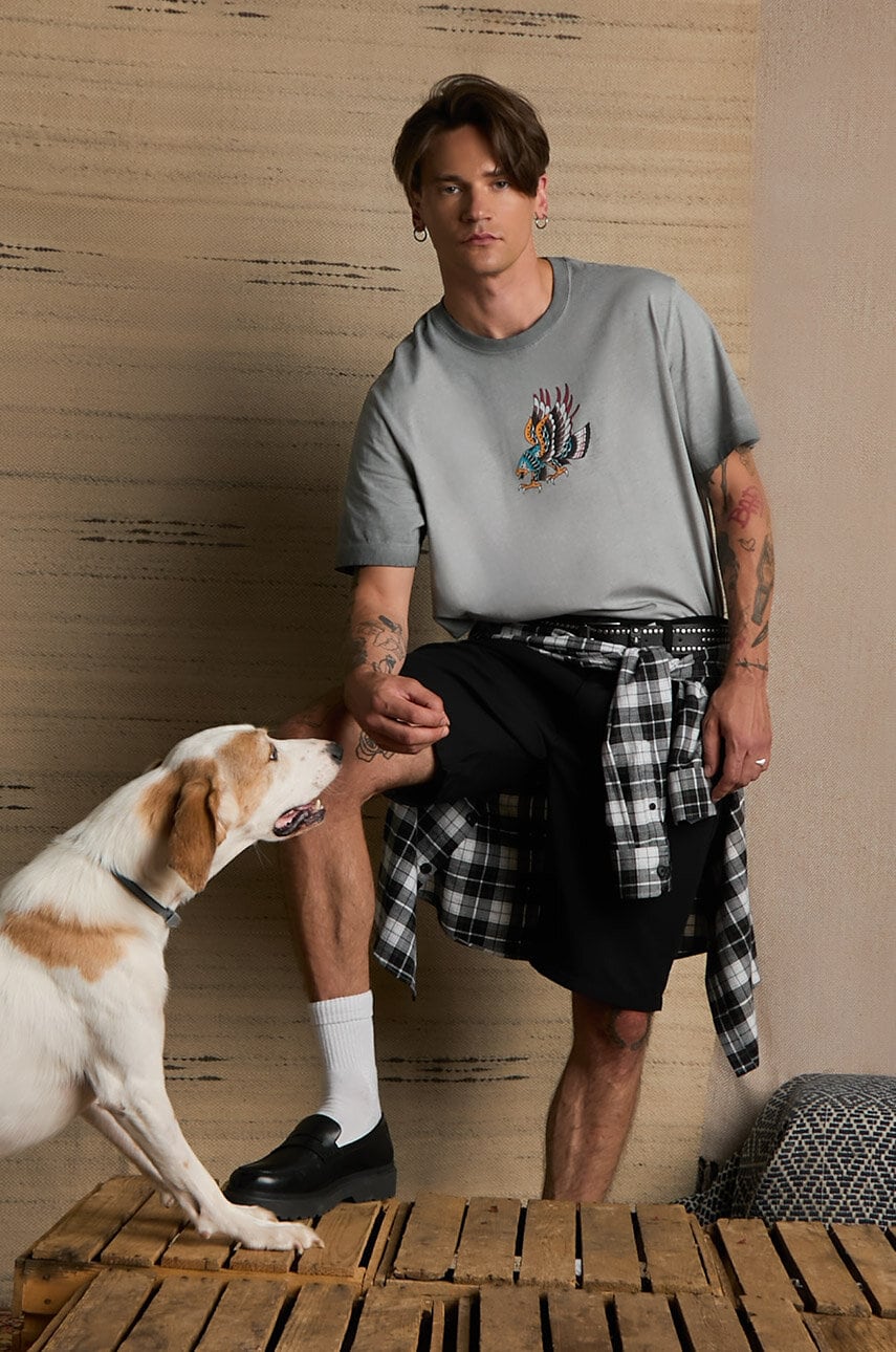 Medicine tricou din bumbac barbati, culoarea gri, cu imprimeu Medicine tricou din bumbac barbati, culoarea gri, cu imprimeu