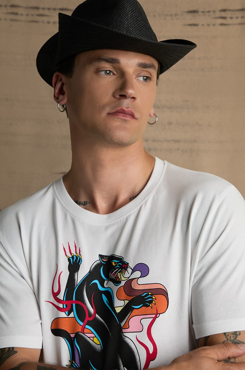 Medicine tricou din bumbac barbati, culoarea alb, cu imprimeu