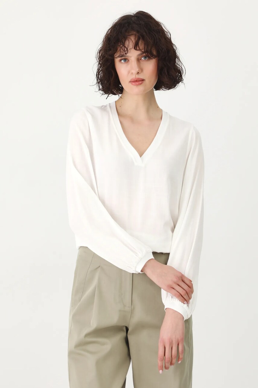 Medicine bluza femei, culoarea alb, neted