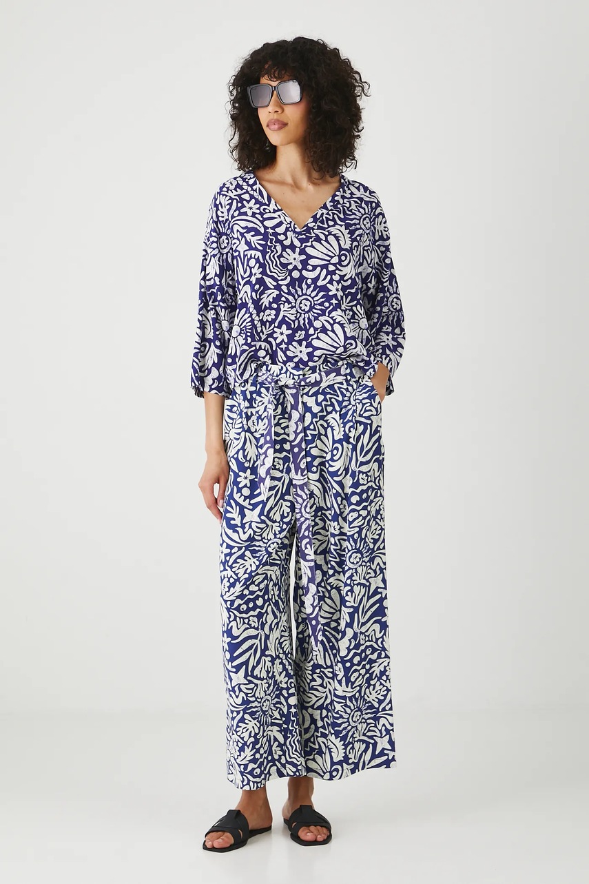 Блузка Medicine цвет синий узор