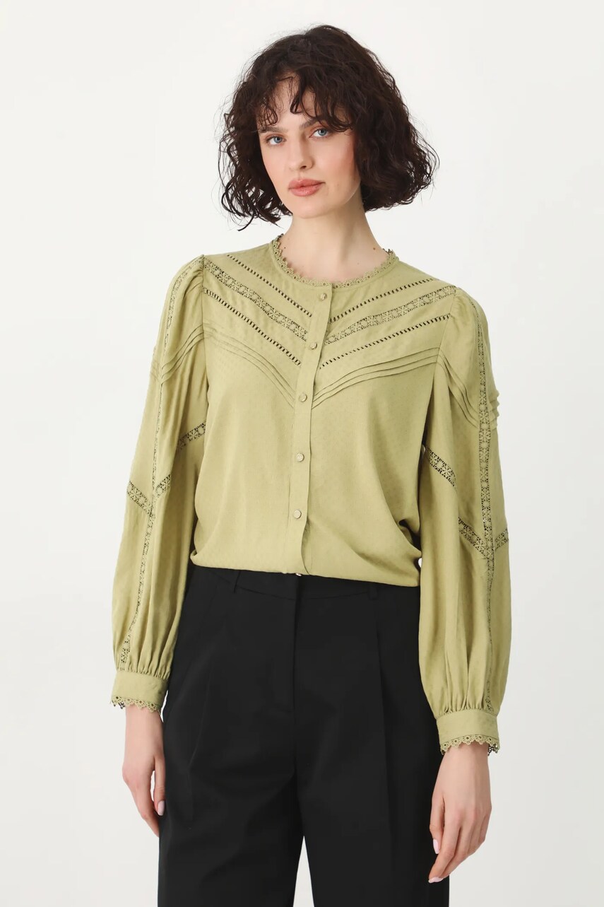Medicine bluza femei, culoarea verde, neted