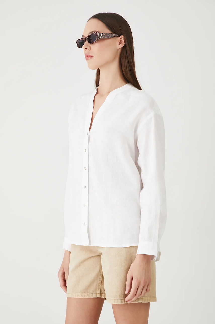 Medicine bluza din in culoarea alb, neted Medicine bluza din in culoarea alb, neted