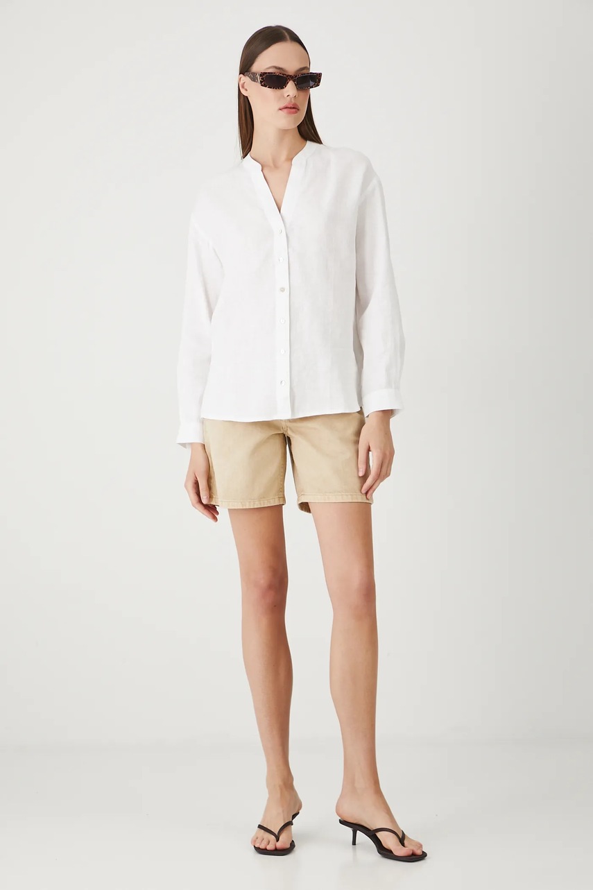 Льняная блузка Medicine цвет белый однотонная