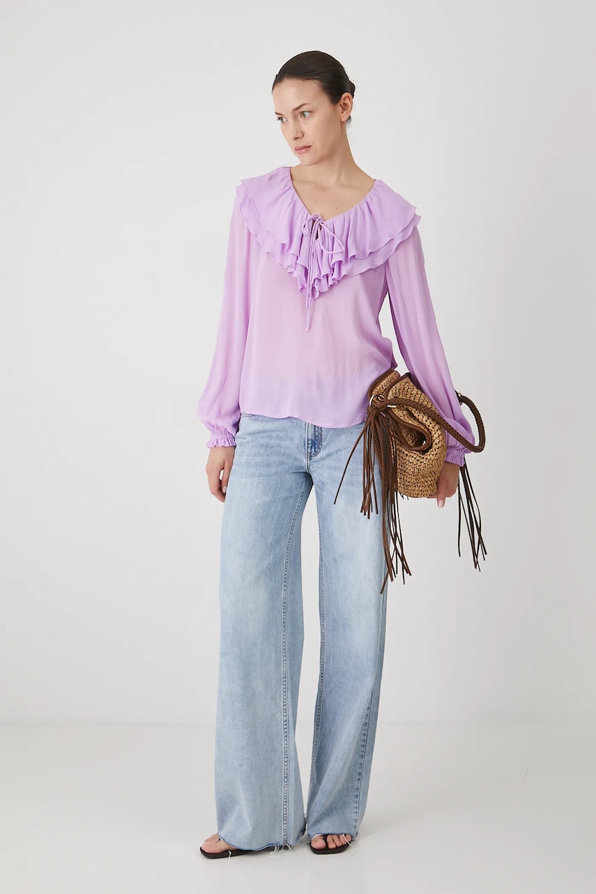 Medicine bluza culoarea violet, neted