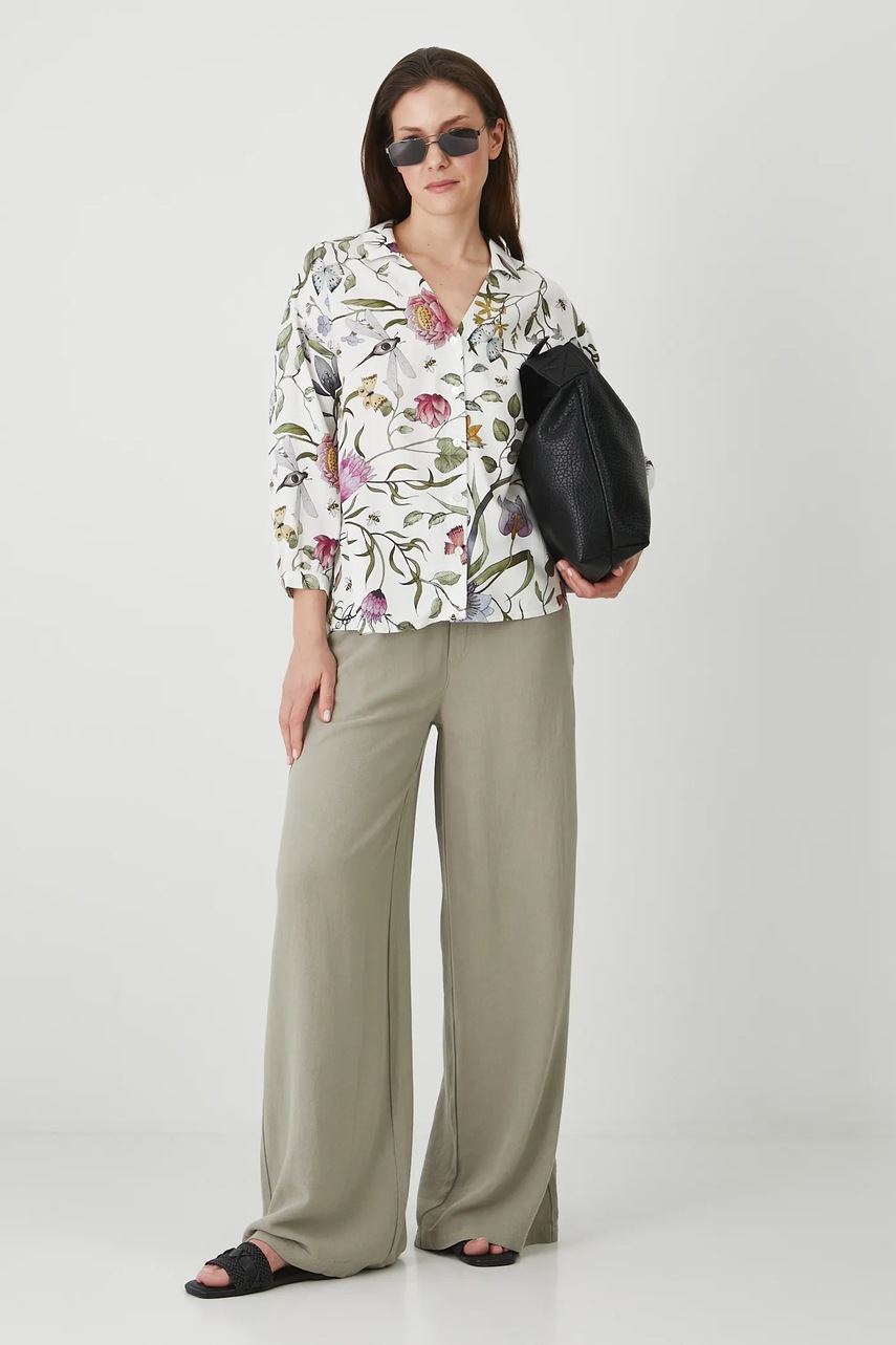 Блузка с примесью шерсти Medicine цвет бежевый узор