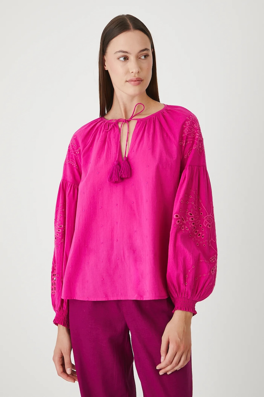 Medicine bluza din bumbac culoarea roz, cu imprimeu